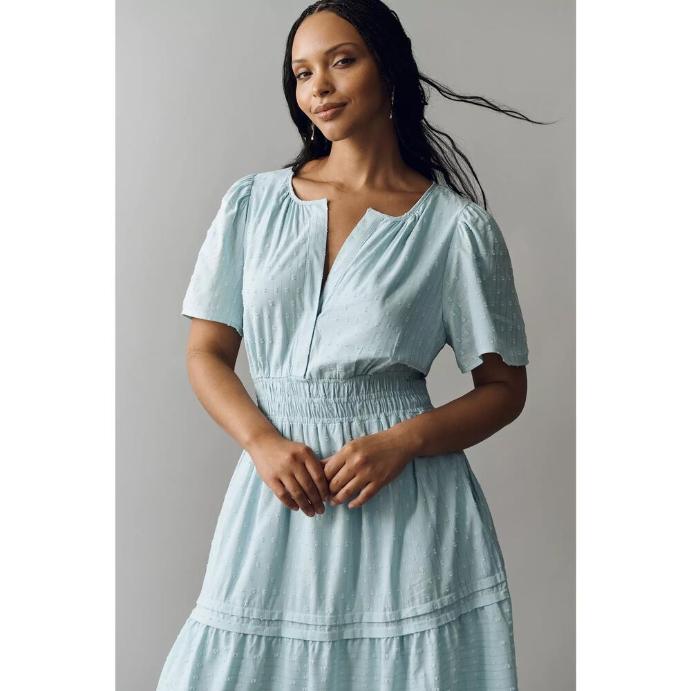 nwt by ANTHROPOLOGIE sz 2X Somerset Maxi dress lurex edition in Cordyalis Blue - Picture 2 of 4